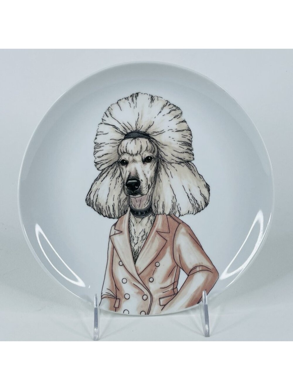West Elm Rachel Kozlowski Dapper White Poodle Dog 8.5" Plate Best in Show 2022